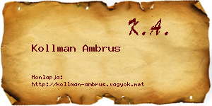 Kollman Ambrus névjegykártya
